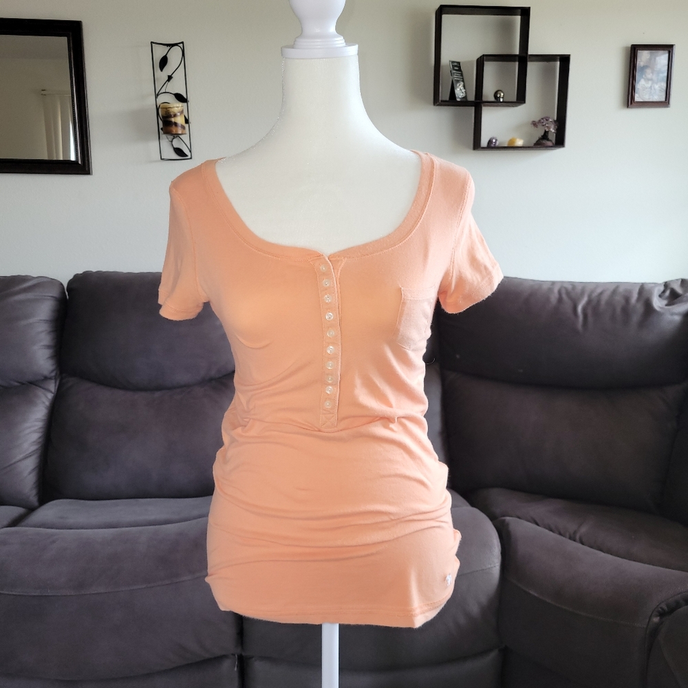 Vintage Y2k Orange Abercrombie And Fitch Henley size medium